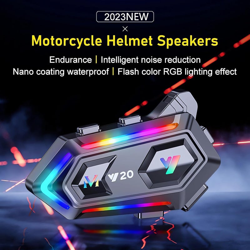 FEYA Motorcycle Helmet Speakers with 16-Types RGB Dazzling Lights High Battery Life Motorcycle Headphones Dual Noise Reduction/Automatic Answer/Call Music Control/Wake up Siri/IPX6 - Image 2